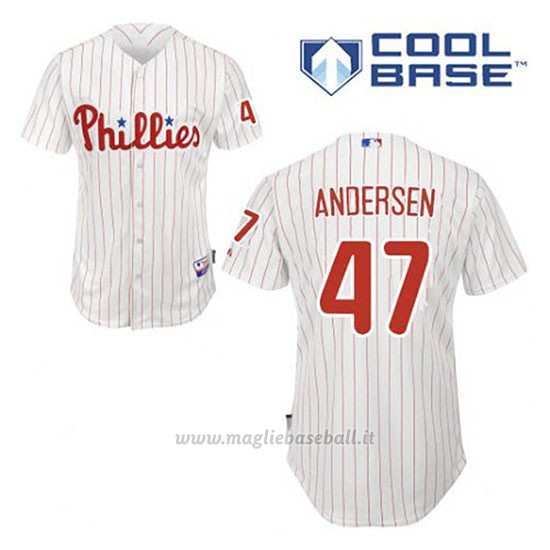 Maglia Baseball Uomo Philadelphia Phillies Larry Andersen 47 Bianco 1ªCool Base